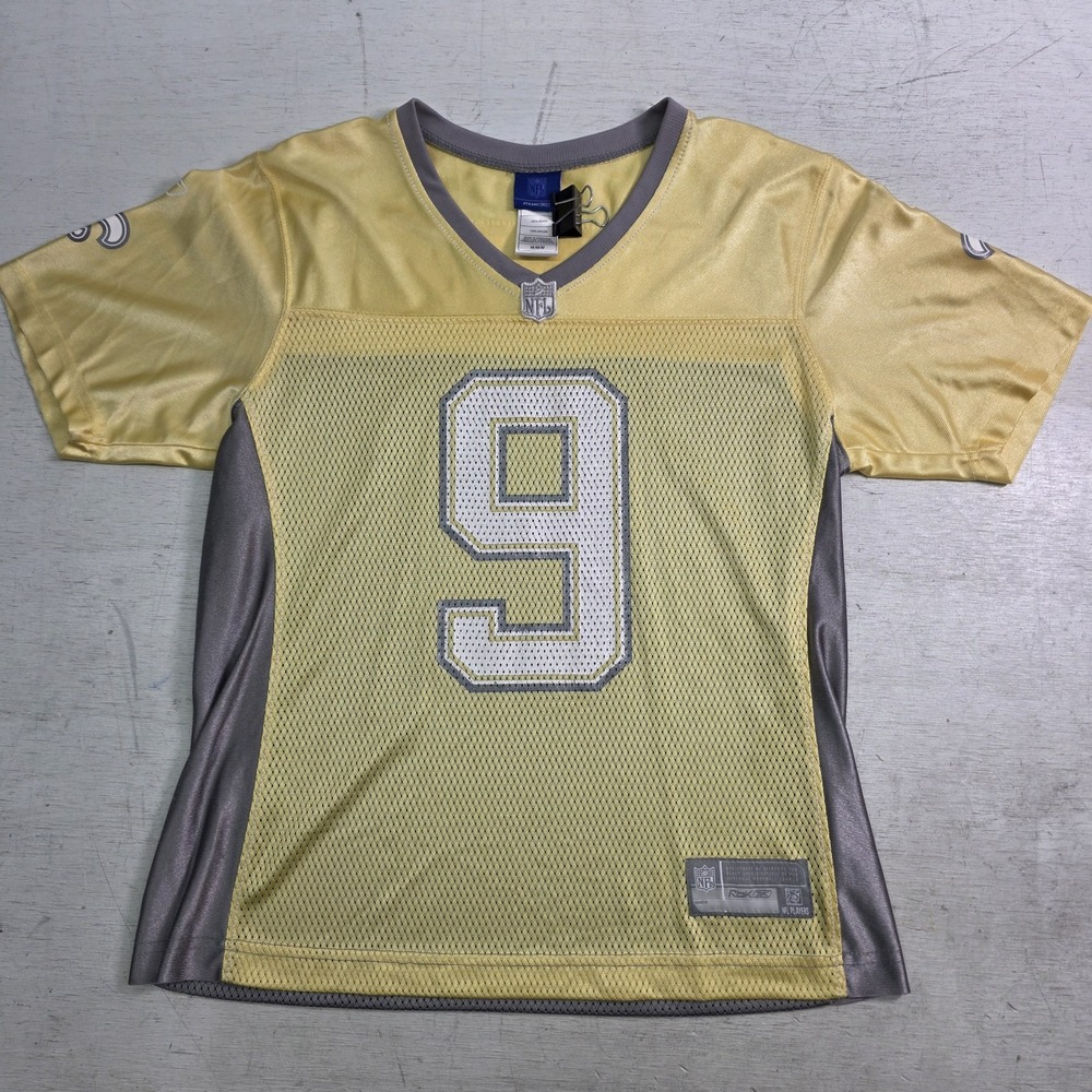 Reebok Drew Brees #9 New Orleans Saints Jersey Womens M Gold Gray Pastel NFL EUC